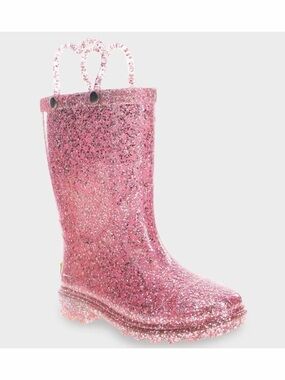Western Chief Pink Glitter Toddler Abby Rainboots that light up 11T